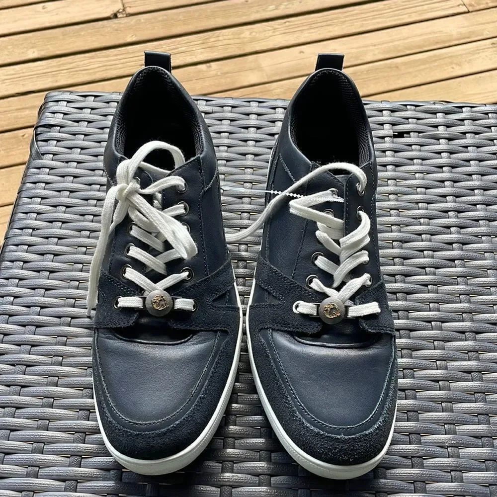 Versace mens navy blue tennis shoes